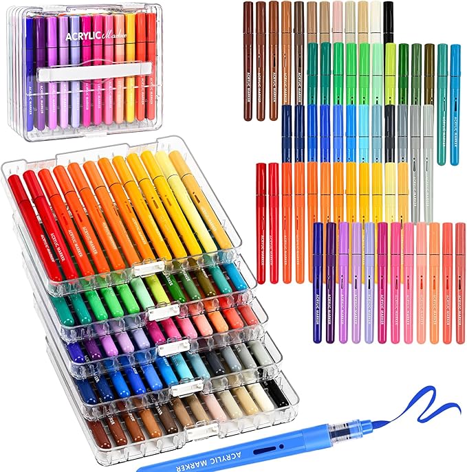 60 Colors Acrylic Paint Markers, Automatic Ink